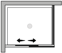 FCPM + FCFX : Fixed panel, door sliding towards wall (corner)