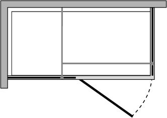 OMFP + OMFI : Fixed panel with in-line door and fixed side panel (corner)